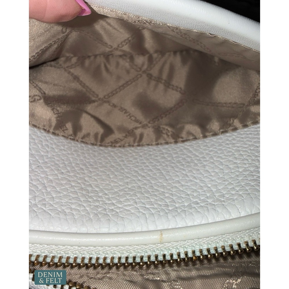 Michael Kors Bex Medium Pebbled Leather Backpack Optic White Leather Travel - Picture 11 of 16